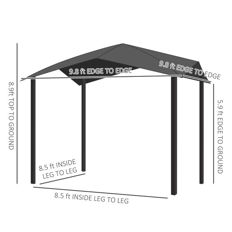 10' x 10' Soft Top Patio Outdoor Canopy Gazebo Tent Steel Fabric Gray