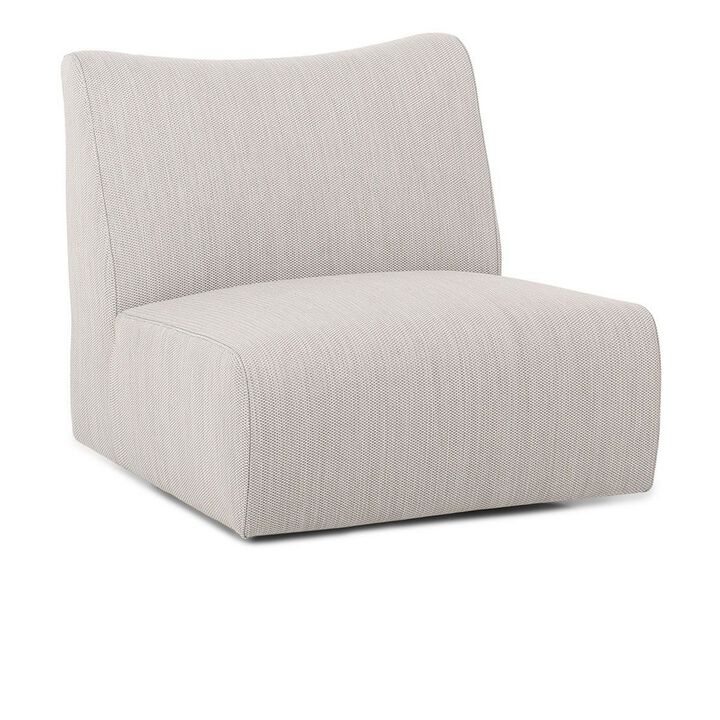 Aven Outdoor Accent Chair with Swivel Motion, Light Gray Olefin, Iron - Benzara