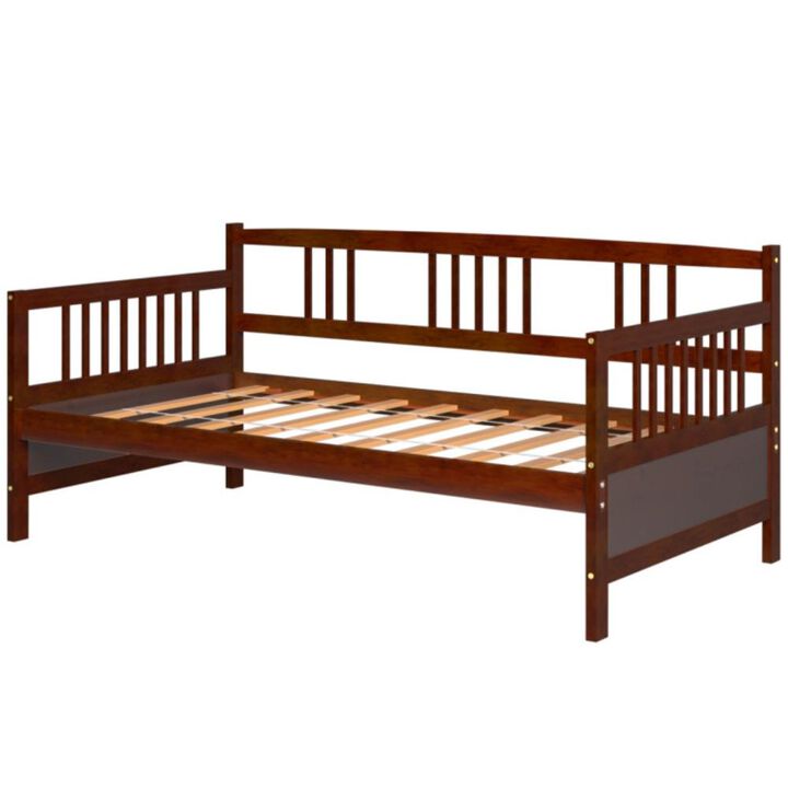 Hivvago Twin Size Wooden Slats Daybed Bed with Rails