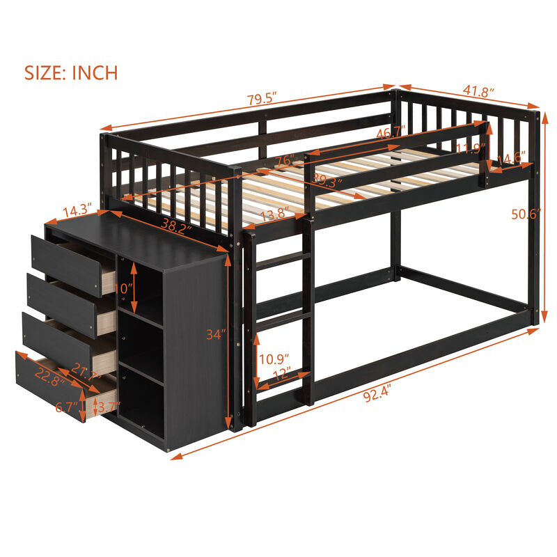 Merax Modern Bunk Bed with 4 Drawers