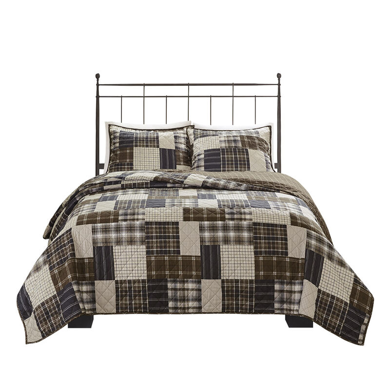 Gracie Mills Otha 3 Peice Plaid Reversible Quilt Set