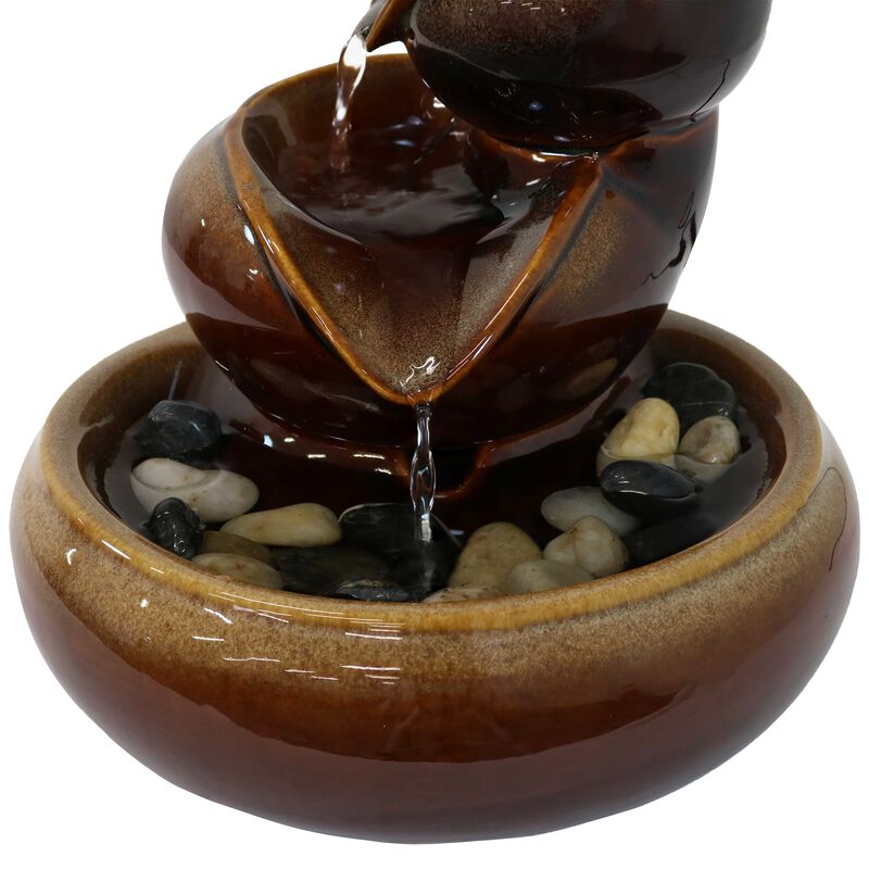 Sunnydaze Tiered Vessels Ceramic Indoor Water Fountain - 10 in