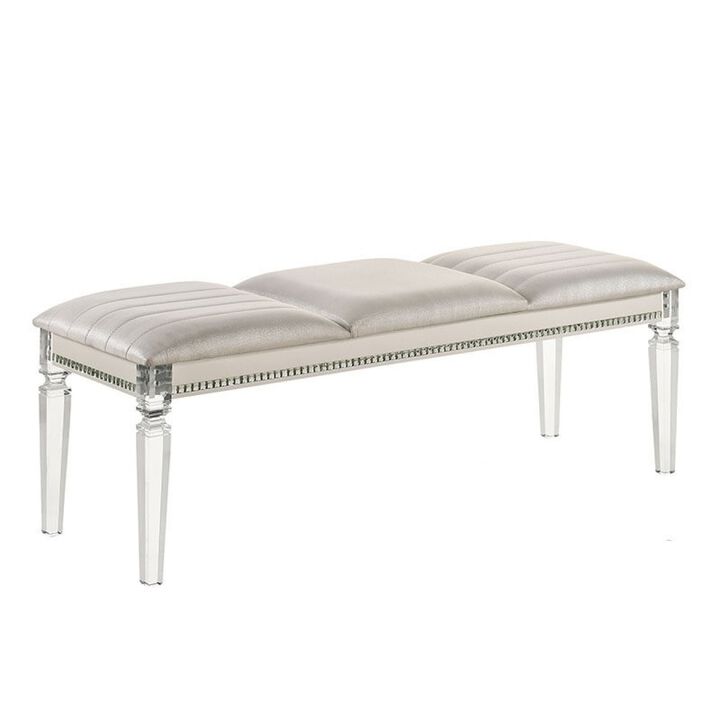 Solid Wood Bench with Crystal Accent