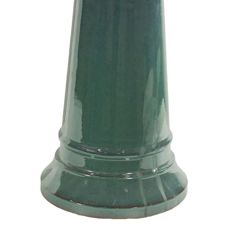 Sunnydaze Rennes Turquoise Ceramic Bird Bath - 22.5" H