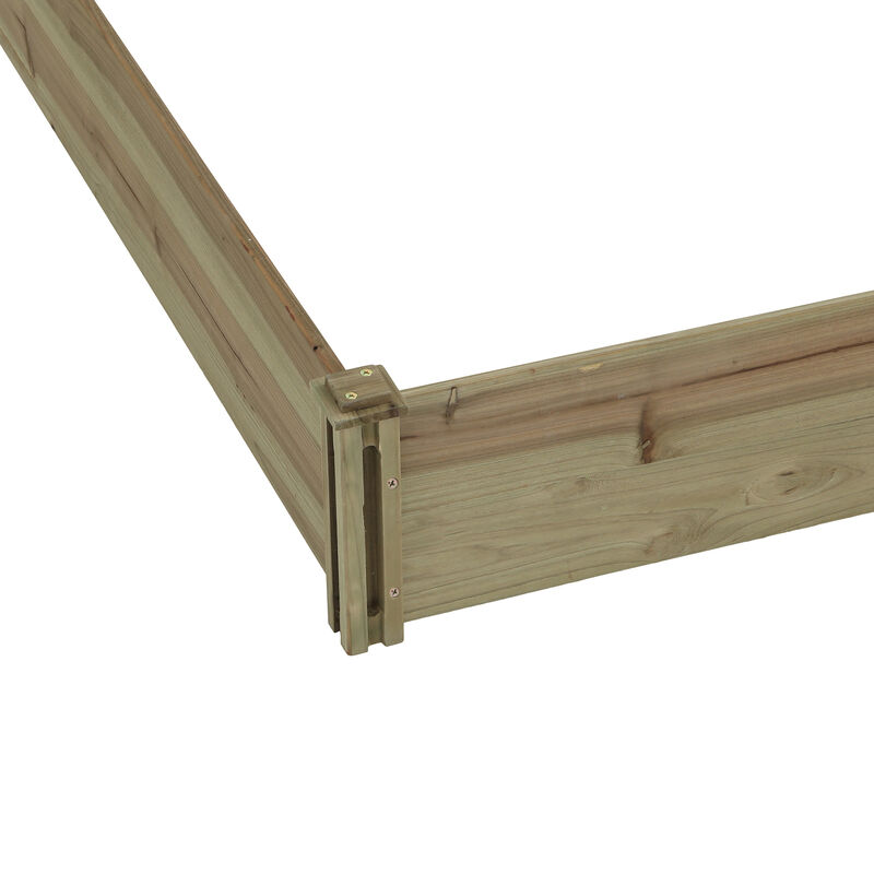 LuxenHome Wood Three Section L-Shaped Raised Garden Bed