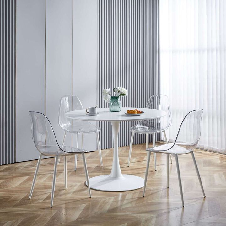 1+4,5pieces dining set, Table metal leg Midcentury Dining Table for 4-6 people With Mdf Table Top, Pedestal Dining Table, End Table Leisure Coffee Table