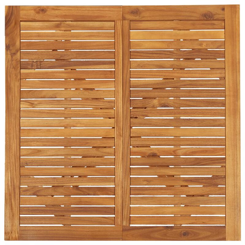 Patio Outdoor Dining Table, 43 Inch Square Natural Brown Acacia Wood - Benzara