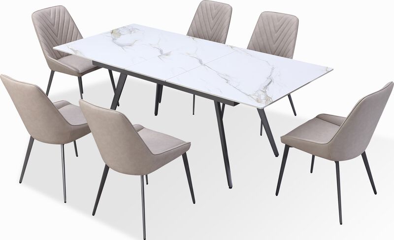 Lucia Stone Top Metal Leg Dining Table