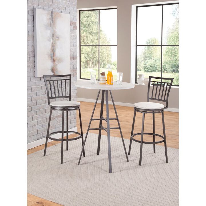 Stockton 25" Metal Swivel Stool - Slate Grey - White Oak Seat