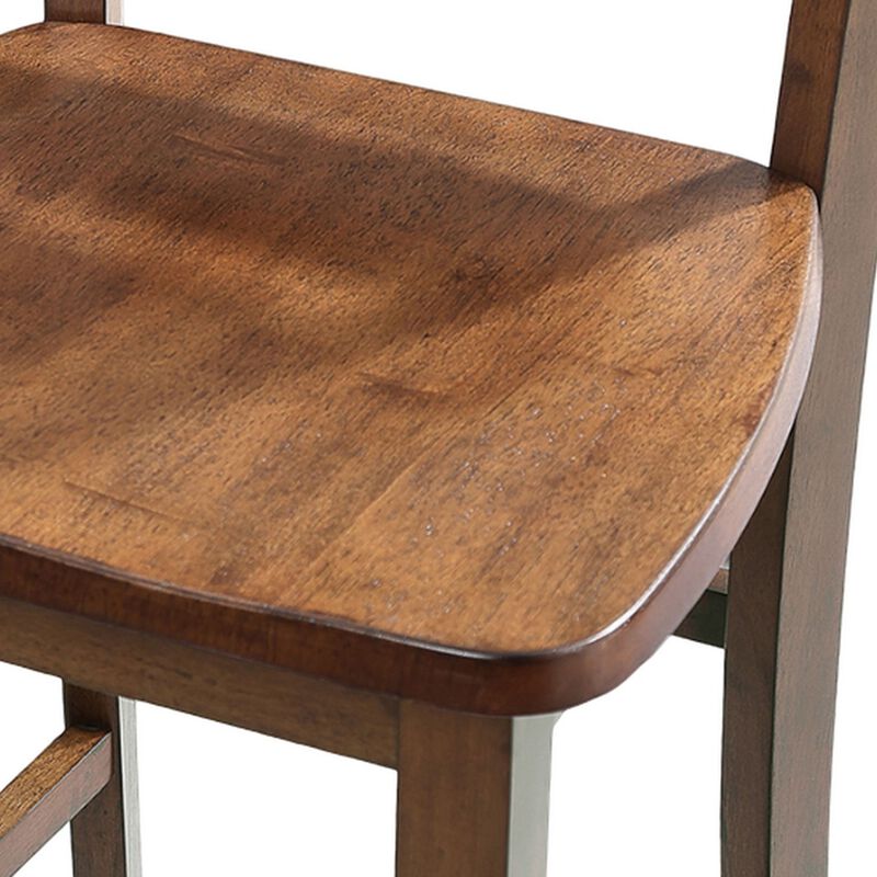 Lasie 5 Piece Dining Table Set, 4 Chairs, Slatted Backs, Brown Solid Wood