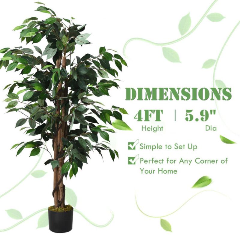 Hivvago 4 Feet In/Outdoor Trunks Artificial Ficus Silk Tree