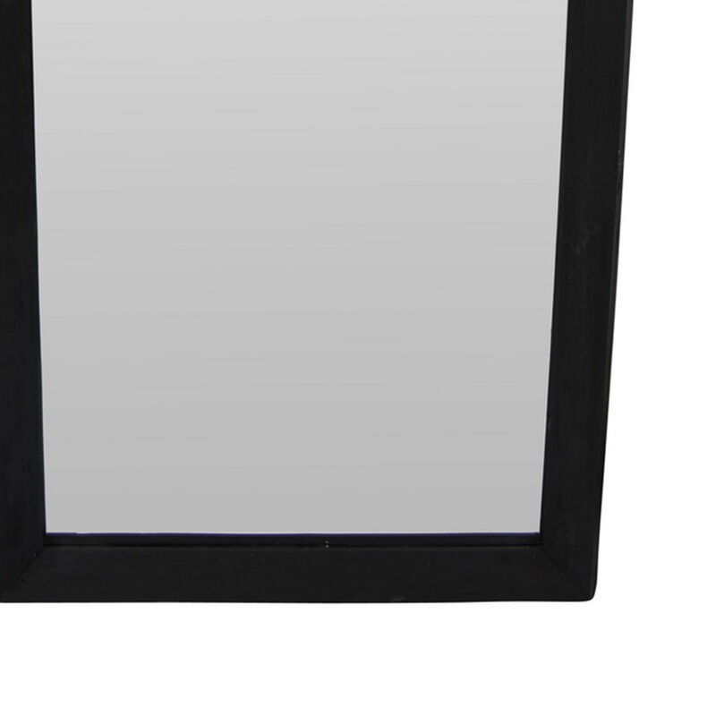 Wall-Mounted Mirror with Tall Rectangular Frame, 24 x 71, Black Metal - Benzara