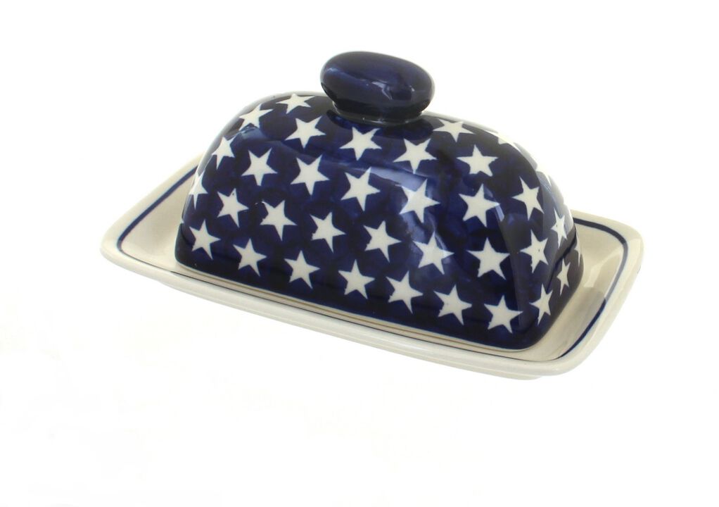 Blue Rose Polish Pottery Petite Bouquet Butter Dish