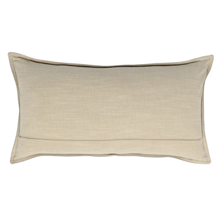 Leatherette Throw Pillow with Stitched Details and Flanged Edges, Brown-Benzara