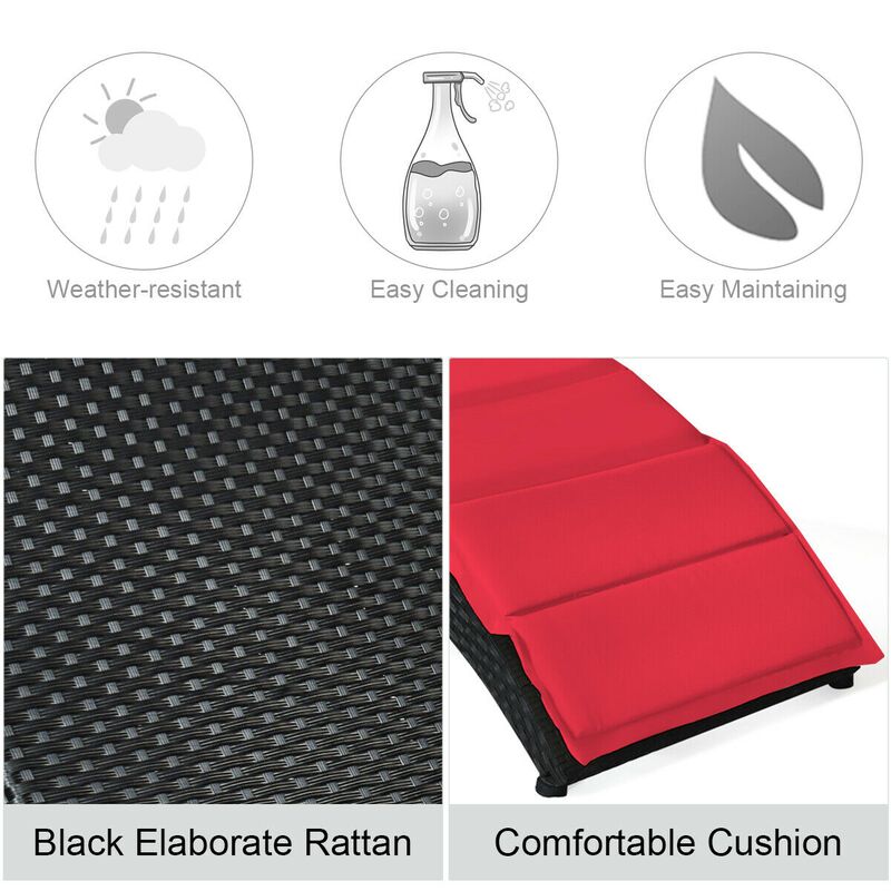 Foldable Patio Lounge Chair with Cushion for Backyard