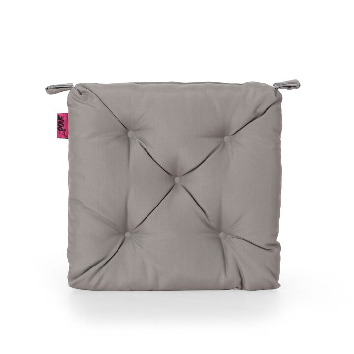 Caba Chair Cushion Pad, Tufted 16 Inch, Water Resistant, Gray Polyester - Benzara