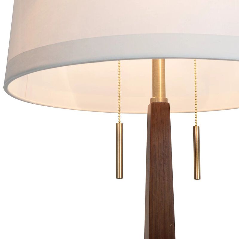 NOVA OF CALIFORNIA Taper Floor Lamp - Dark Walnut Wood Finish, Weathered Brass