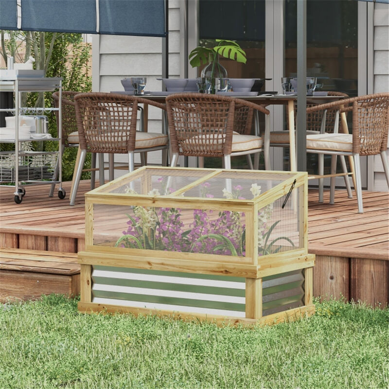 Portable Mini Greenhouse with Raised Garden Bed for Plants and Flowers
