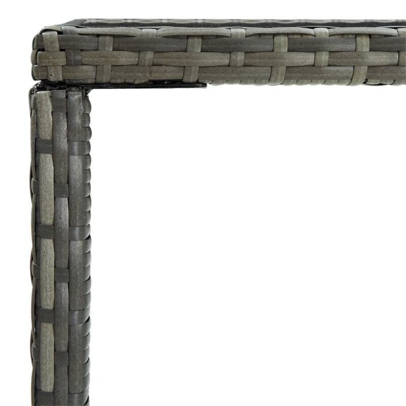 vidaXL Garden Bar Table Gray 27.6"x27.6"x43.3" Poly Rattan and Glass
