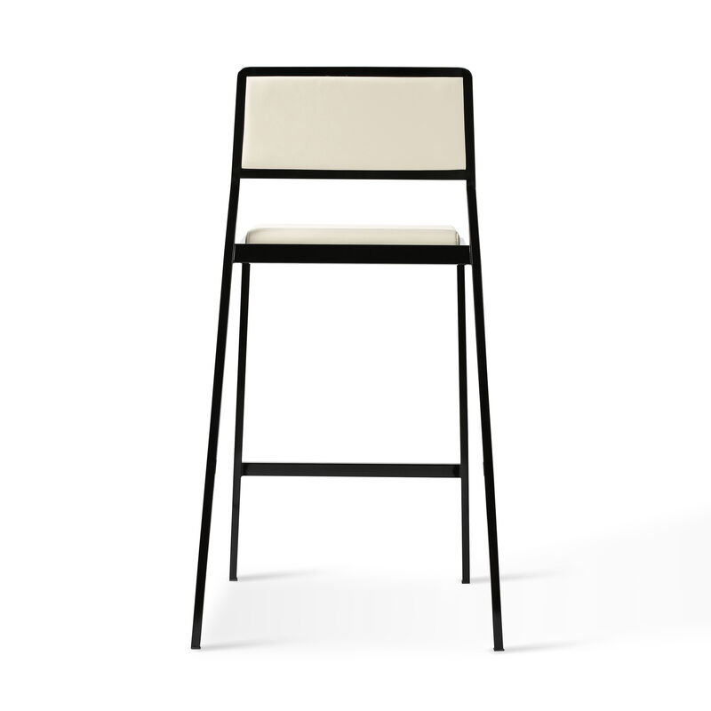 Gale Black Performance Vegan Leather Stackable Stool - Set of 2