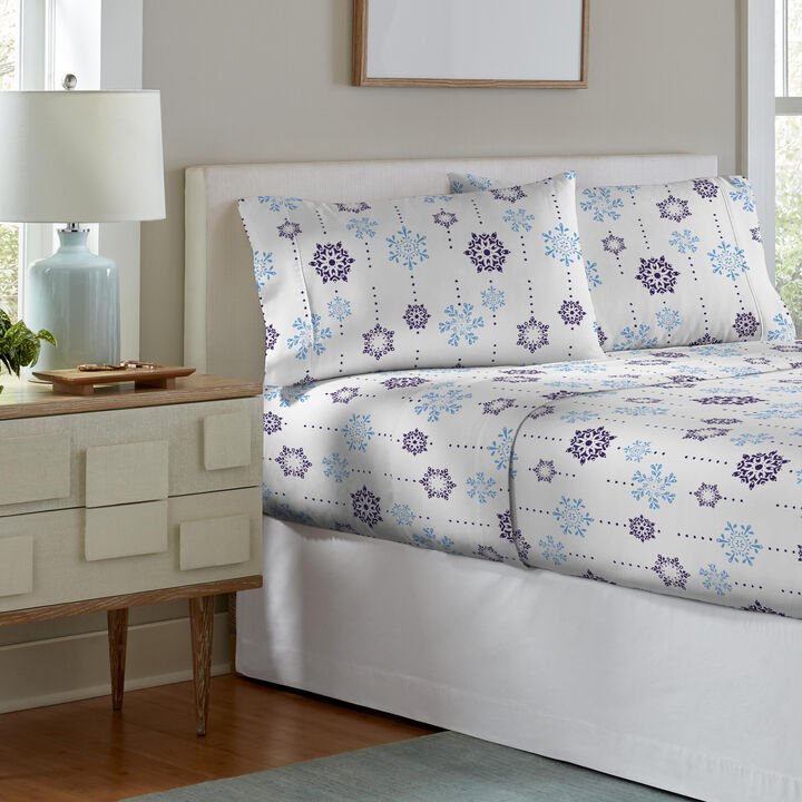 Pointehaven Super Heavy Weight 200 GSM 100% Soft Cotton Jensen Printed Flannel Deep Pocket 3 pc Sheet Set, Twin Extra Long