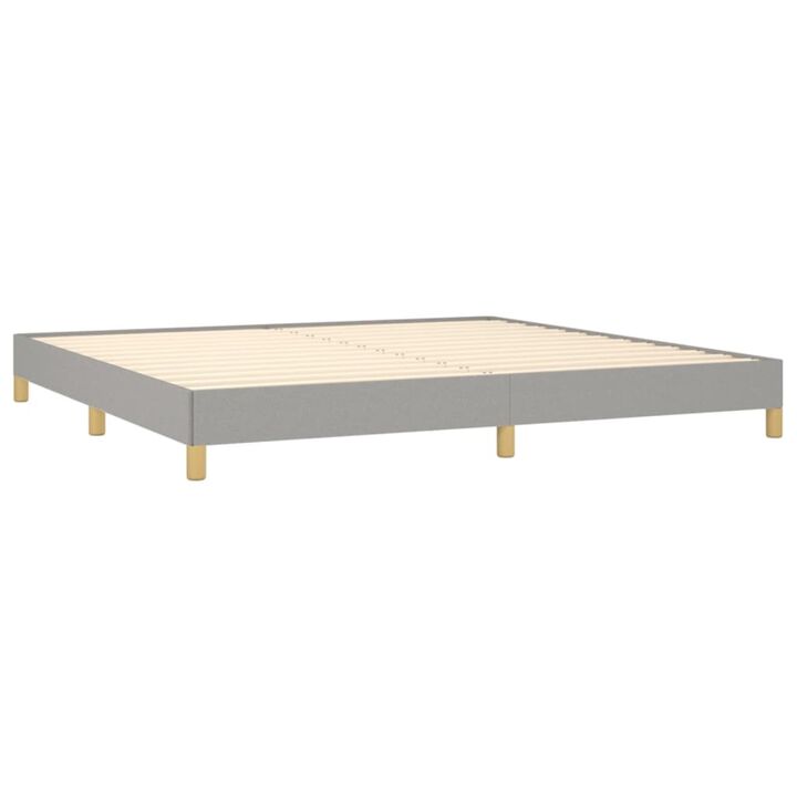 vidaXL Light Gray King-Size Bed Frame - Fabric, Plywood, Engineered Wood Material - Modern Design - Durable Structure - Safe to Use - California Proposition 65 Compliant