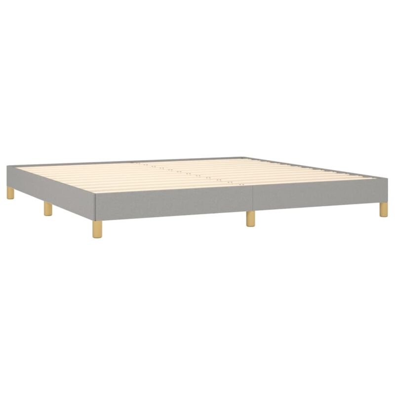 vidaXL Light Gray King-Size Bed Frame - Fabric, Plywood, Engineered Wood Material - Modern Design - Durable Structure - Safe to Use - California Proposition 65 Compliant