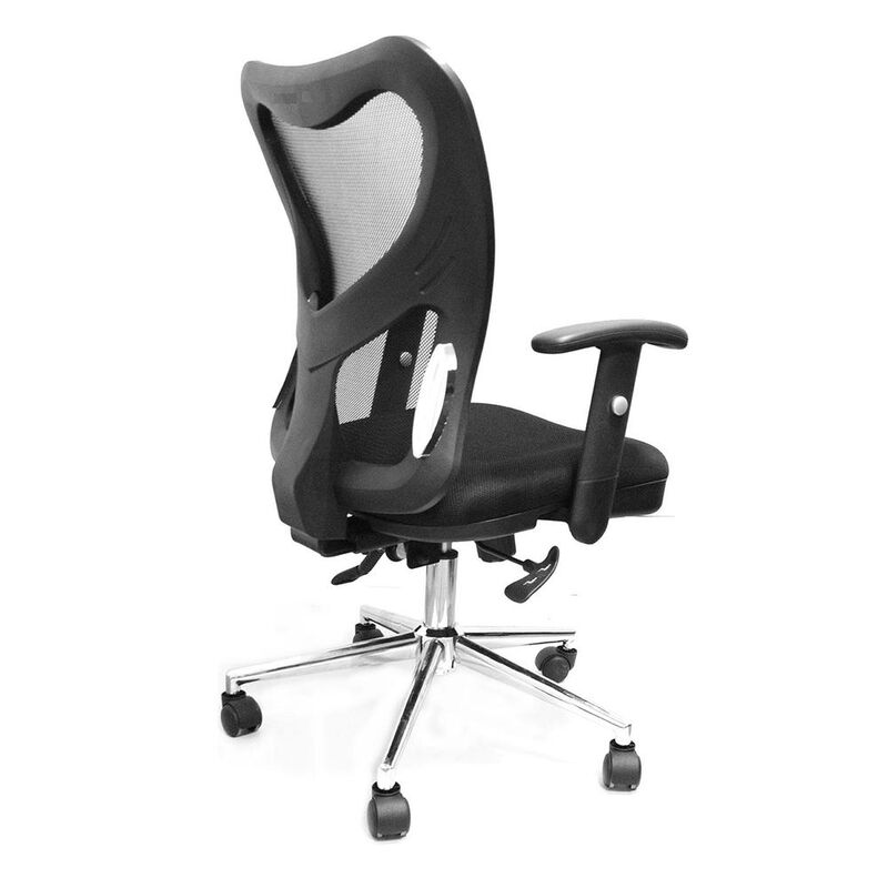 Techni Mobili High Back Mesh Office Chair With Chrome Base. Color: Black