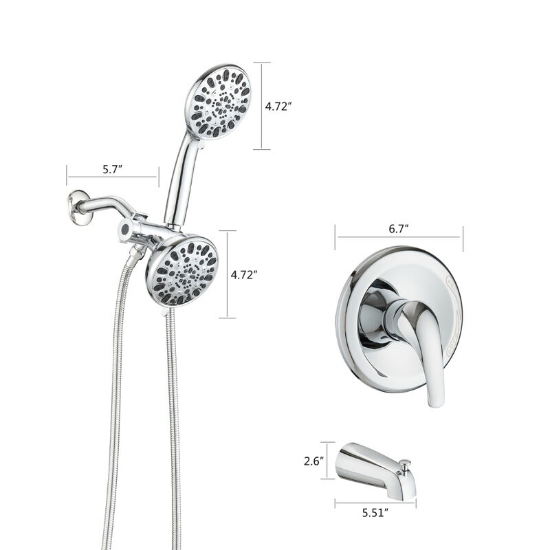 High Pressure Rain Shower System with Tub Spout