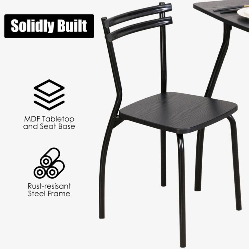 Hivvago 5 Pieces Dining Table Set with 4 Chairs and Backrests