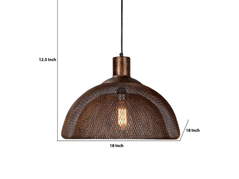 Dual Layer Mesh Design Metal Frame Chandelier, Large, Rustic Bronze-Benzara