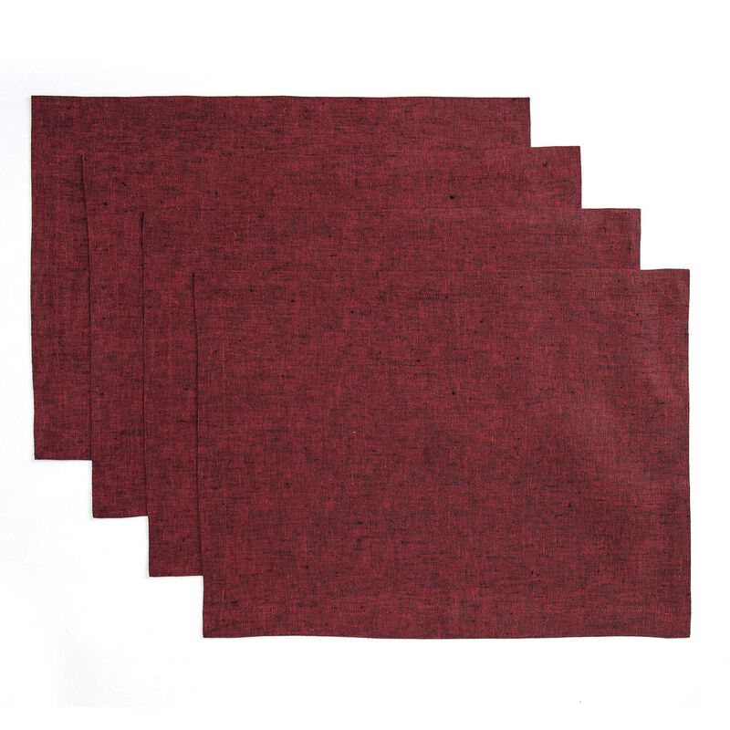 Solino Home 100% Pure Linen 14 x 19 Inch Placemats Set of 4 | Athena
