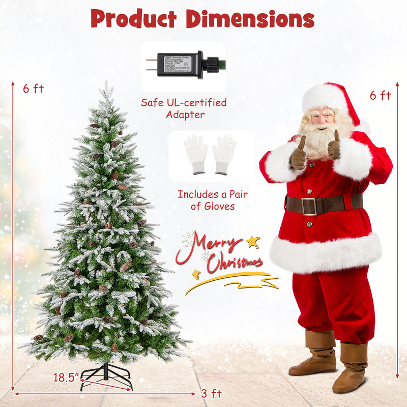 Pre-Lit Artificial Christmas Tree with Tips and LED Lights