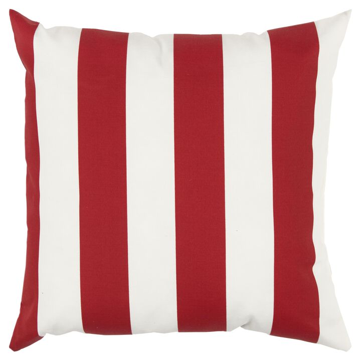22"x22" Indoor/Outdoor Pillow, Red Stripes