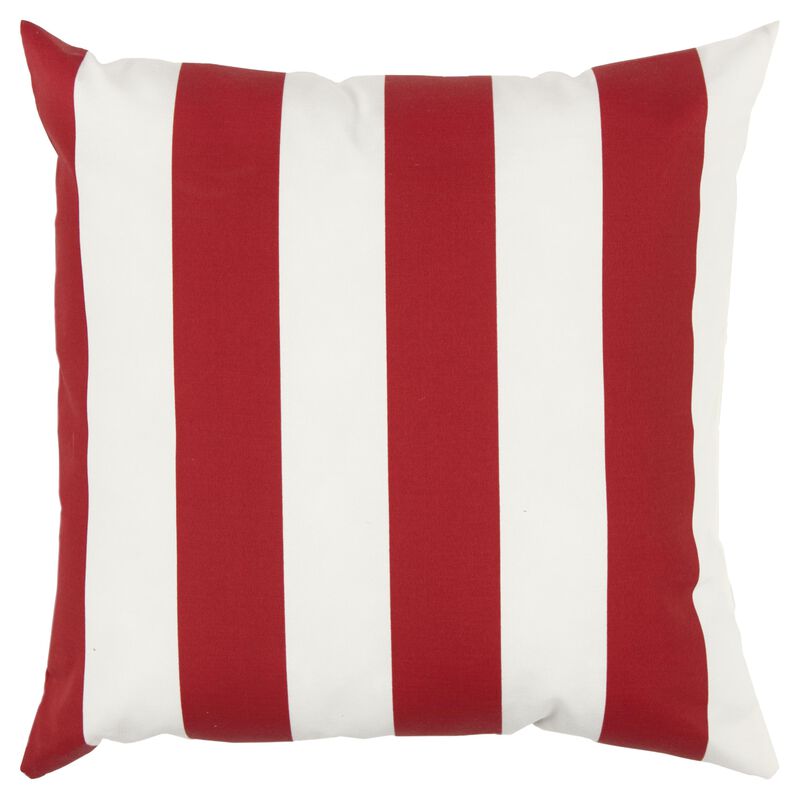 22"x22" Indoor/Outdoor Pillow, Red Stripes