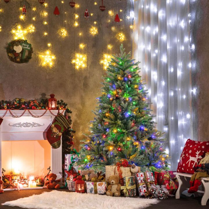 Hivvago 5/6/7 Feet Pre-lit Artificial Christmas Tree with Branch Tips and LED Lights