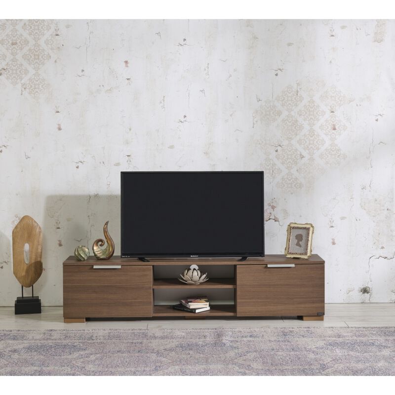 Store April Mid Century Modern TV Stand 2 Door Cabinets 2 Shelves 66 Inch TV Unit