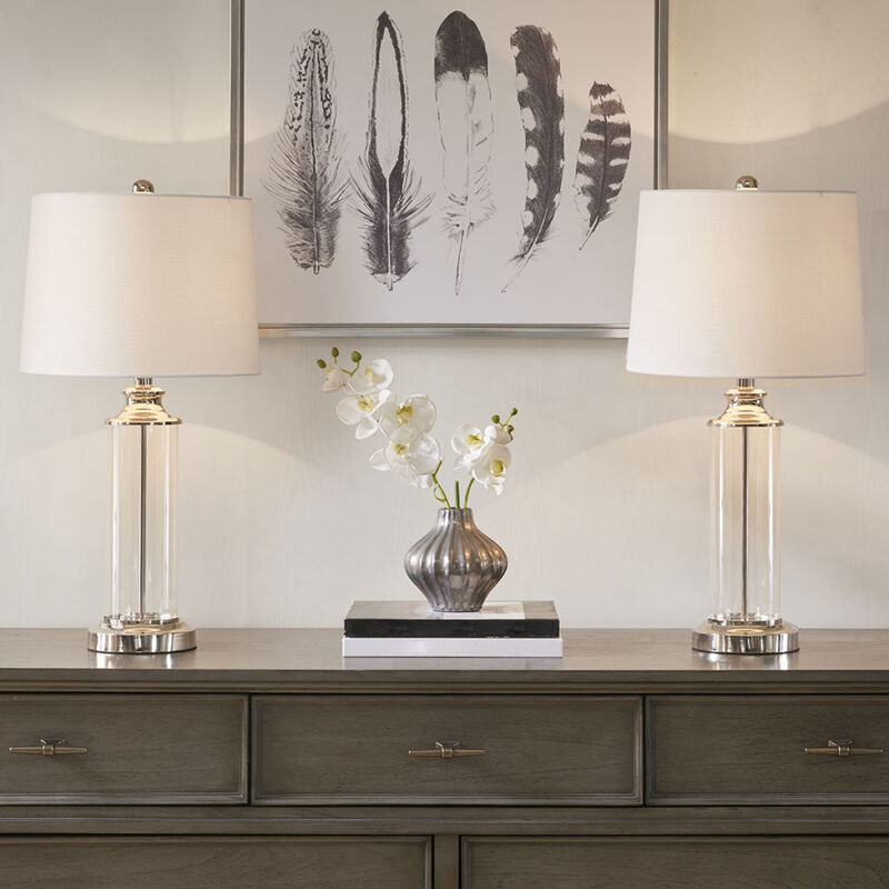 Clarity Glass Cylinder Table Lamp Set Of 2