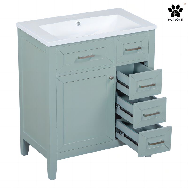 P PURLOVE Bathroom Furniture Vanity with Sink Combo