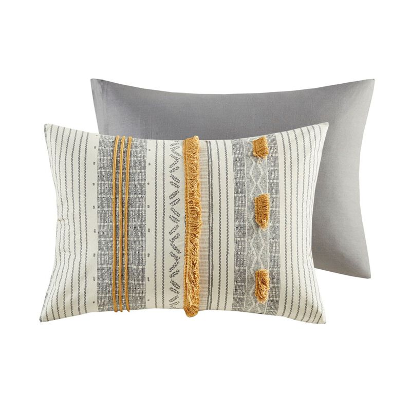 Gracie Mills Belinda Serene Stripe 3-Piece Cotton Duvet Cover Set