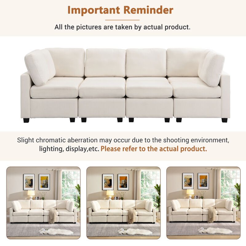 103" Sectional Sofa Couch Sofa Bed U-shaped Sofa with Two Movable Ottoman and Three USB Ports for Living Room, Grey