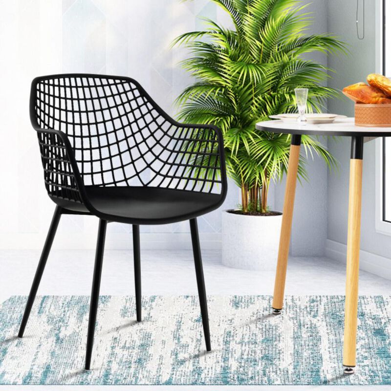 Hivvago Set of 4 Heavy Duty Modern Dining Chair with Airy Hollow Backrest
