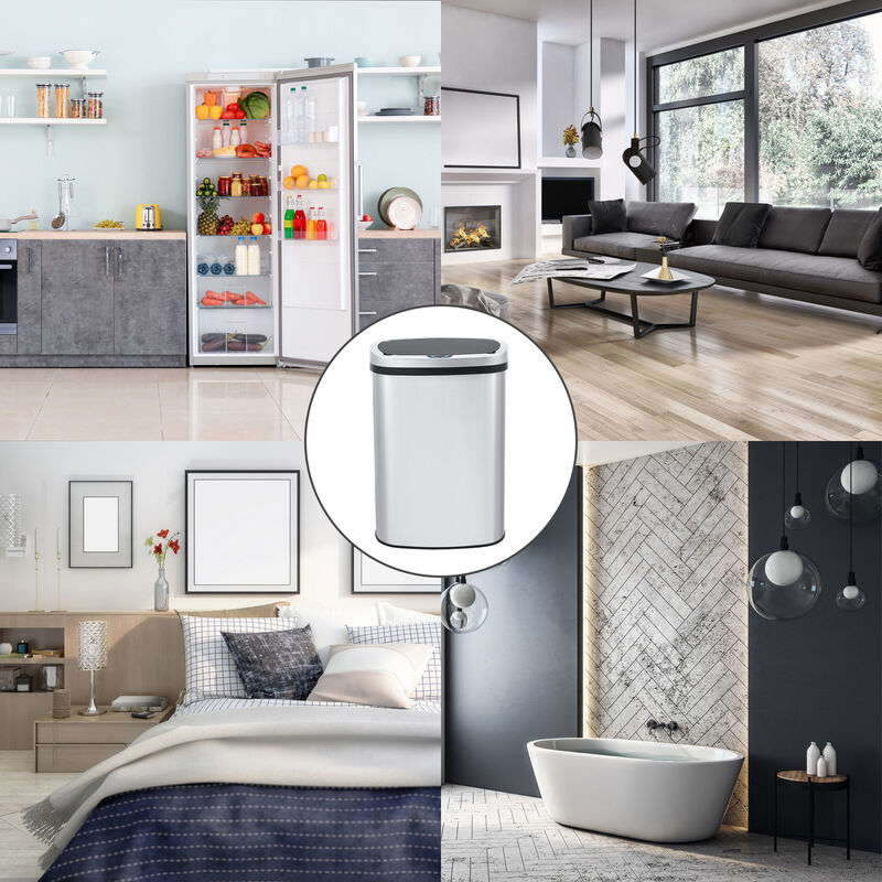 13 Gallon Stainless Steel Oval Kitchen Trash Can