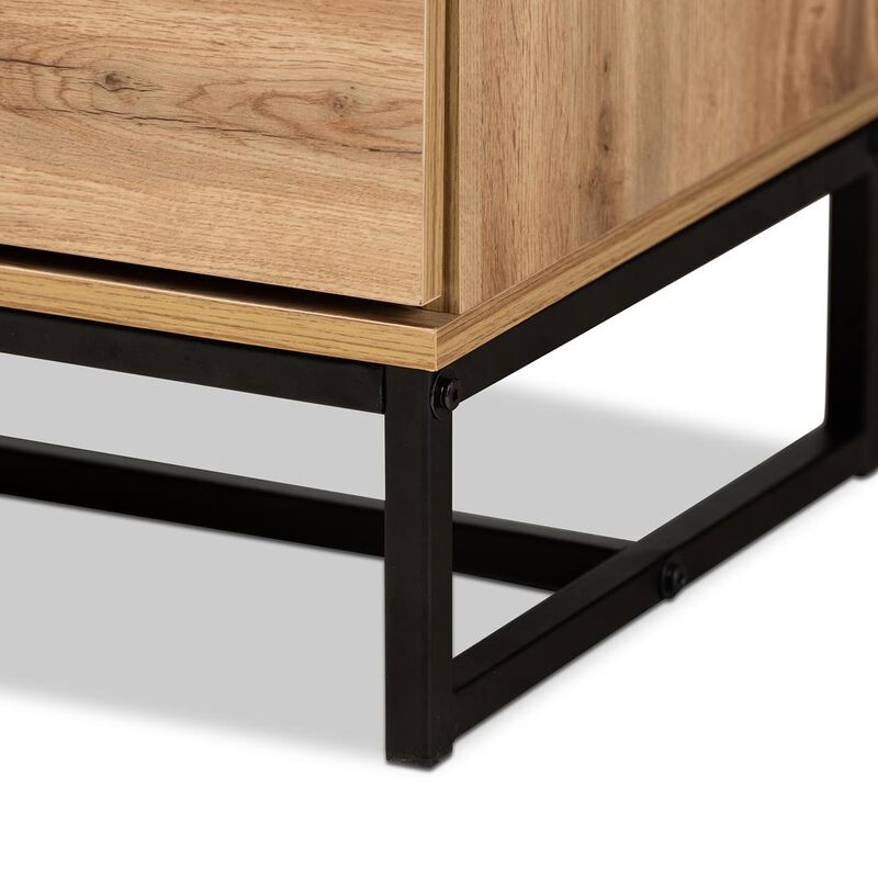 Baxton Studio Industrial Oak Finished Wood and Black Metal 4-Drawer Dresser