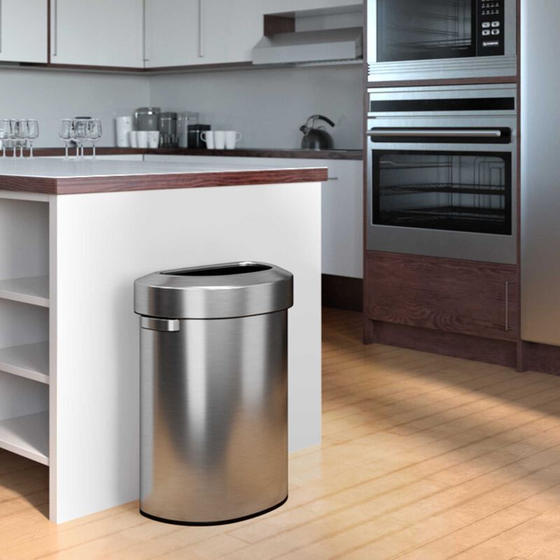 iTouchless 18 Gallon / 68 Liter Semi-Round Open Top Trash Can