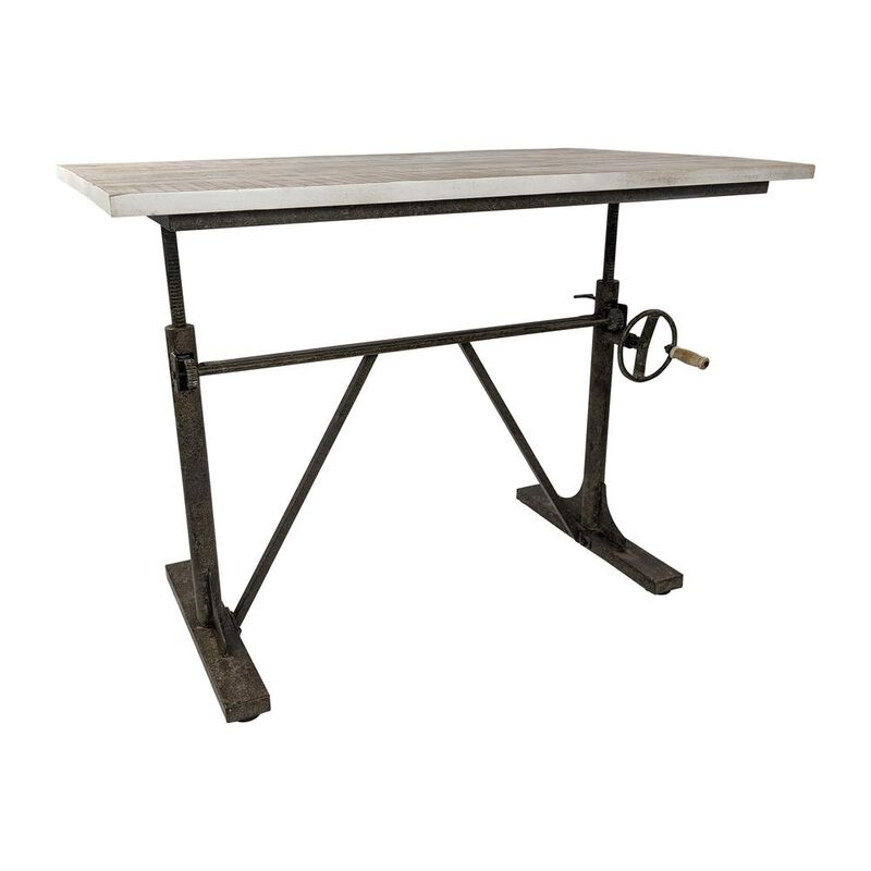 Carolina Living Brio Sit or Standing Adjustable Desk - Natural Driftwood Top - Aged Iron Base