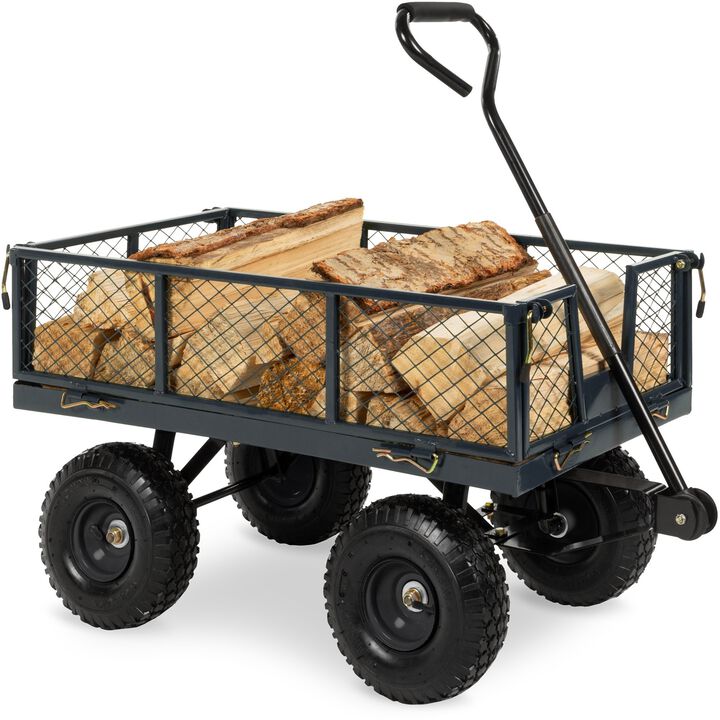 Heavy Duty Steel Garden Utility Cart Wagon with Removable Sides