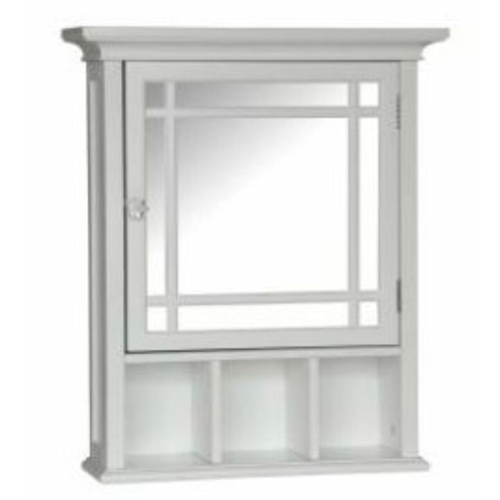 Hivvago White Bathroom Medicine Cabinet with Mirror