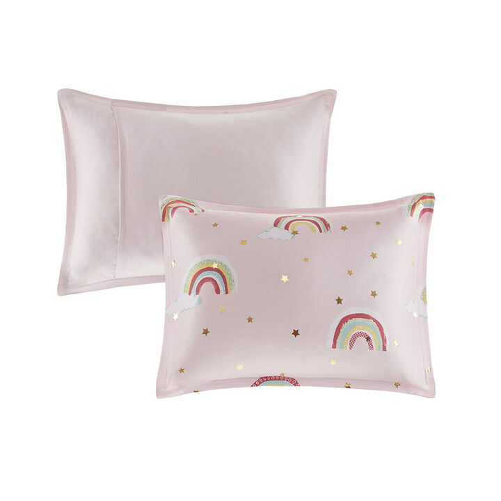 Gracie Mills Thyme Rainbow and Metallic Stars Comforter Set with Coordinating Bed Sheets