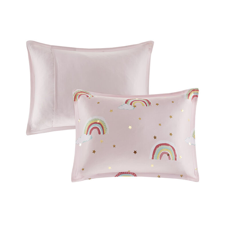 Gracie Mills Thyme Rainbow and Metallic Stars Comforter Set with Coordinating Bed Sheets